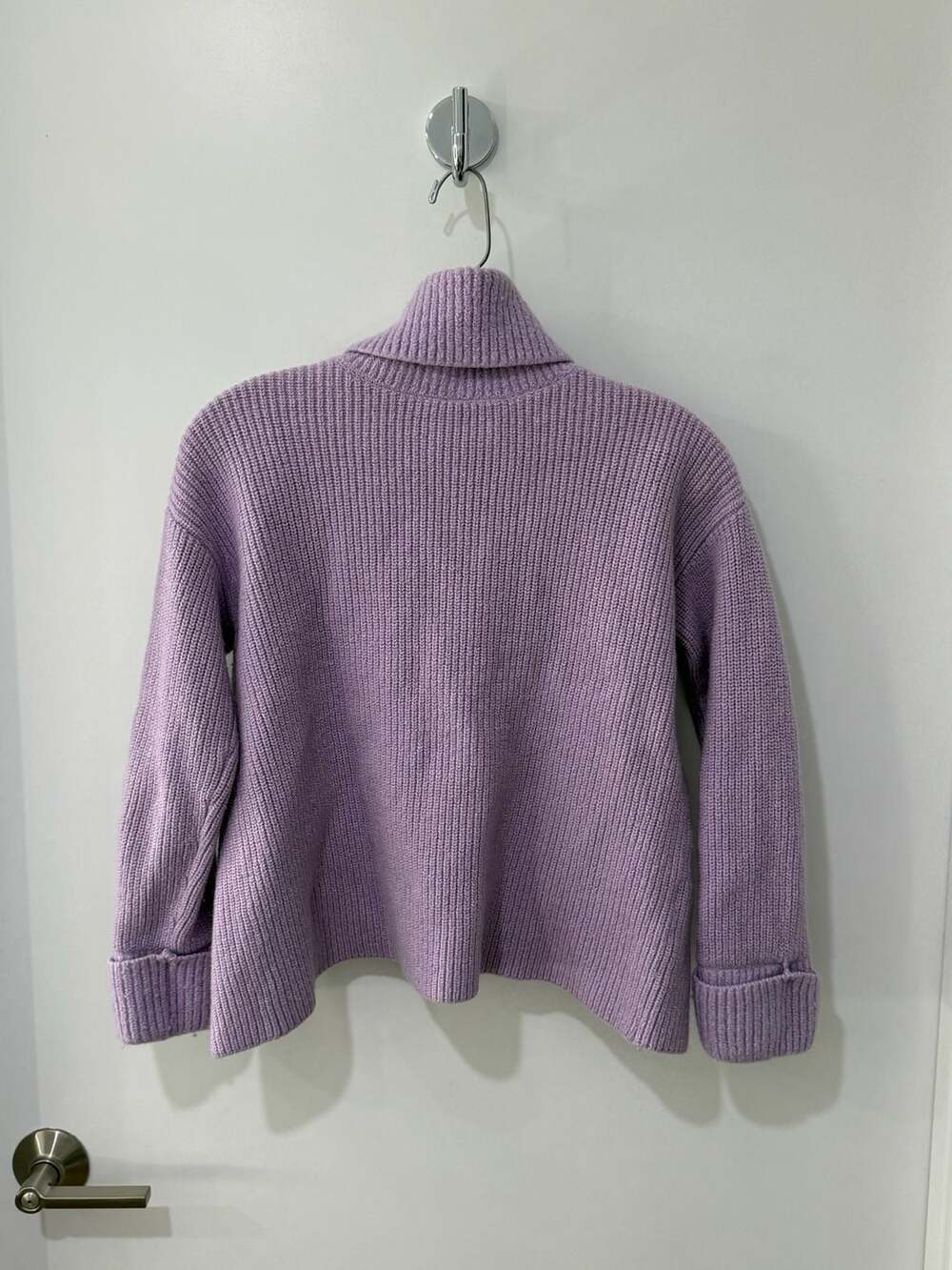 alice + olivia Lavender Ribbed Knit Mock Neck Wrap Front Sweater